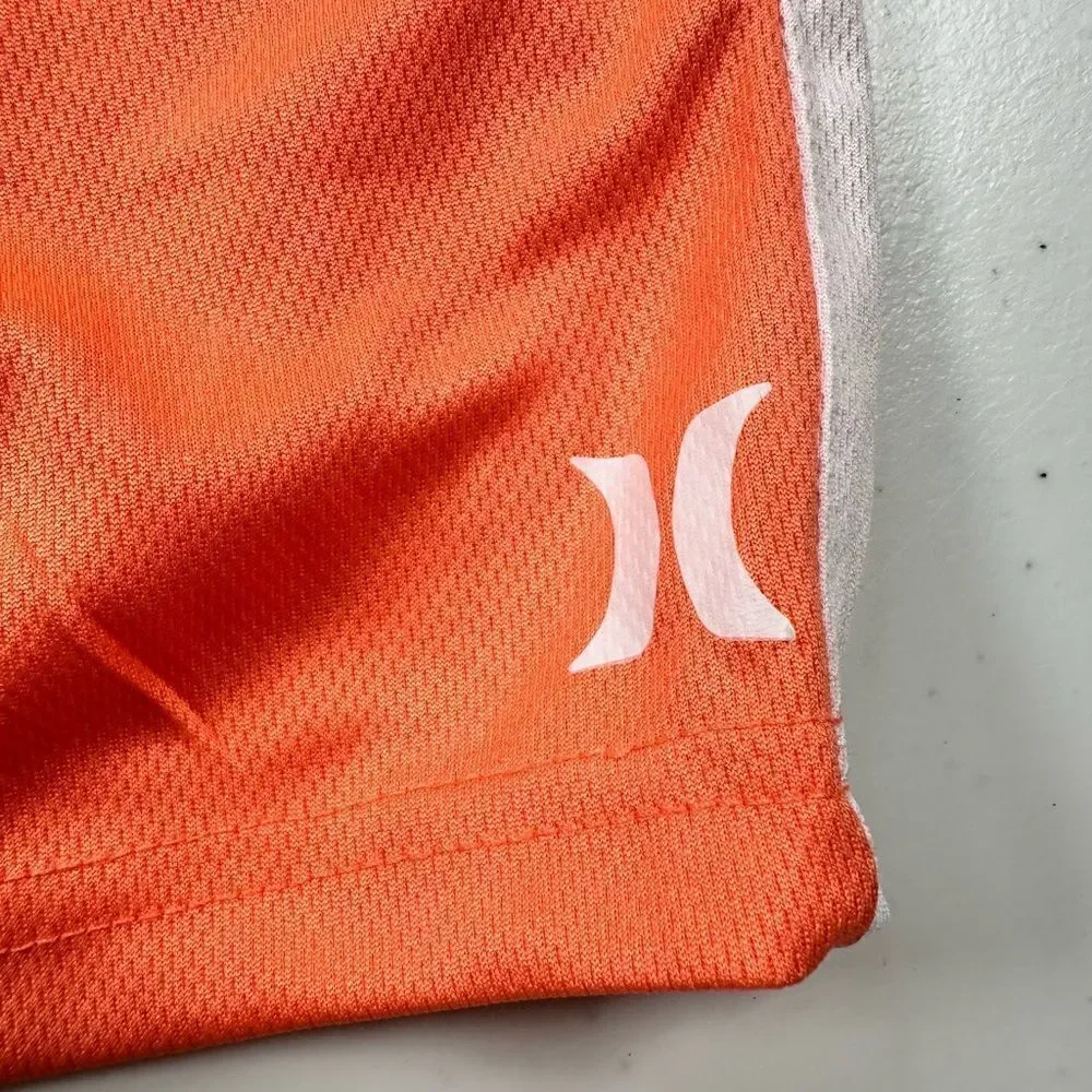 NWT Hurley Boys Kids Orange White Stripe Athletic Shorts - Size 7